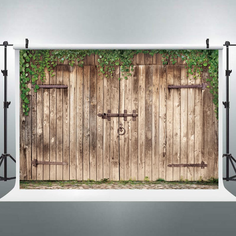 Riyidecor Wooden Barn Doors Fabric Backdrop Rustic Retro Antique Brown Woods Shabby Chic 7Wx5H Feet Farmhouse Photography Backgrounds Photo Shoot Party Birthday Decor Props Photo Shoot - Image 5